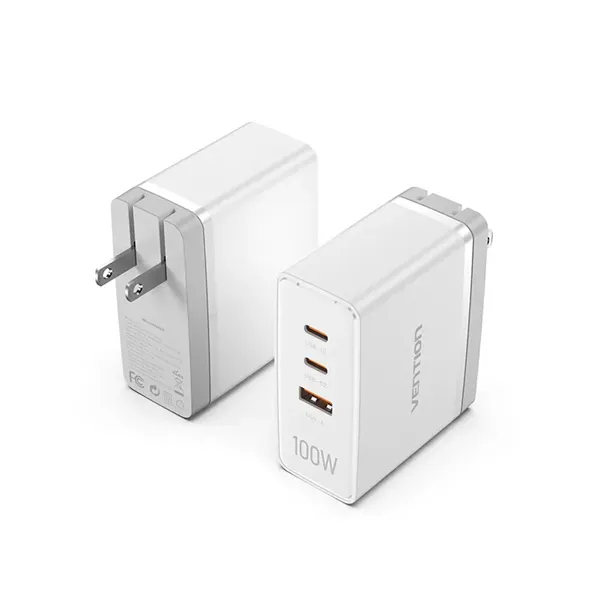 Cargador de Pared Vention FEGW0-EU/ 2xUSB Tipo-C/ 1xUSB/ 100W