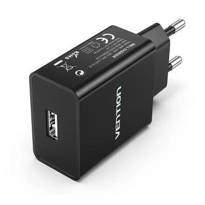 Cargador de Pared Vention WML-CH07-EU-B/ 1xUSB/ 12W