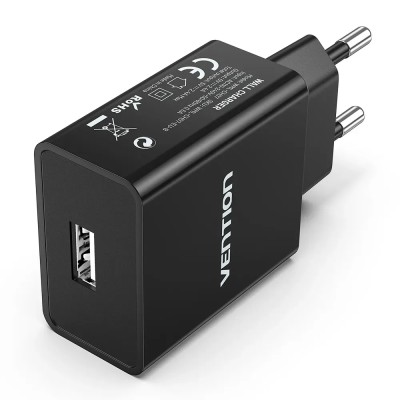 Cargador de Pared Vention WML-CH07-EU-B/ 1xUSB/ 12W