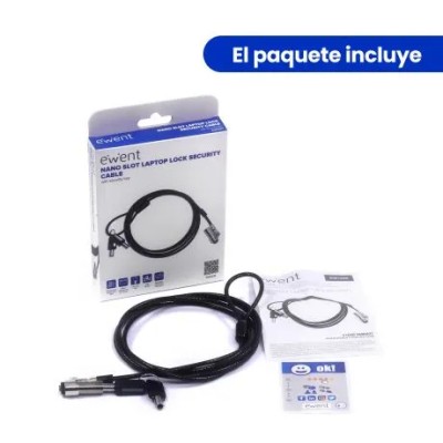 Ewent Cable de seguridad con ranura tipo nano y llaves de