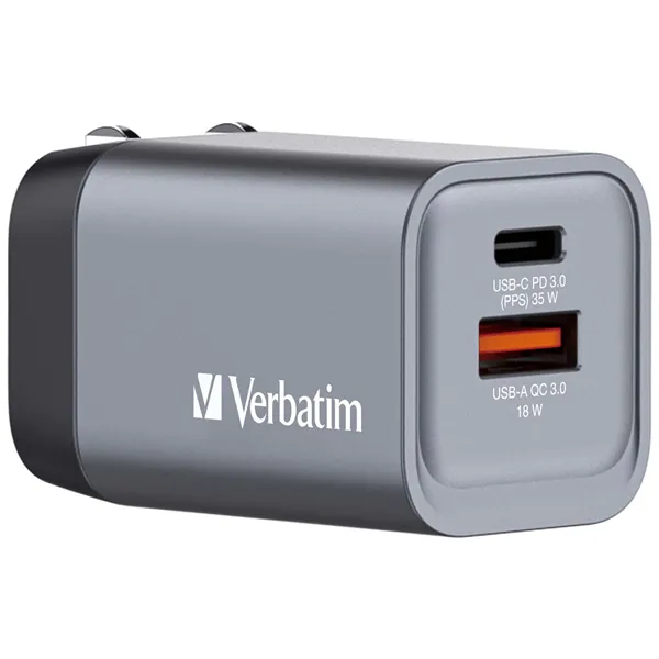 Cargador de Pared Universal Verbatim GNC-35/ 1xUSB Tipo-C/ 1xUSB/ 35W