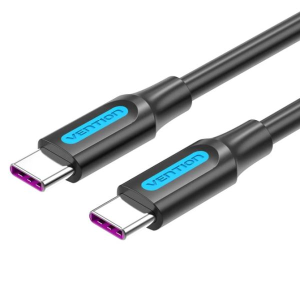 Cable USB 2.0 Tipo-C Vention COTBG/ USB Tipo-C Macho - USB Tipo-C Macho/ Hasta 100W/ 480Mbps/ 1.5m/ Negro