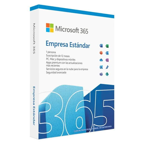 Microsoft Office 365 Empresa Estándar 1 Usuario | 5 PC/MAC/Tablets/Smartphone | Caja física | 1 Año