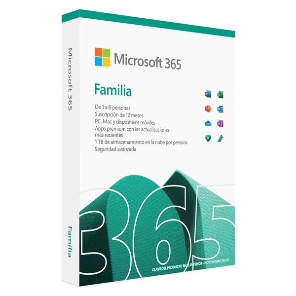 Microsoft Office 365 Familia 6 Usuarios+6TB | 5 PC/MAC/Tablets/Smartphone | Caja física | 1 Año