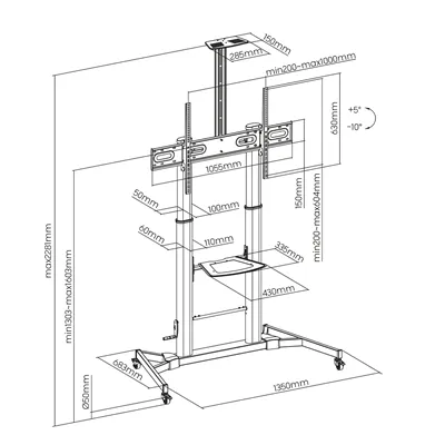 Soporte de Suelo Inclinable con Ruedas y Manivela Aisens