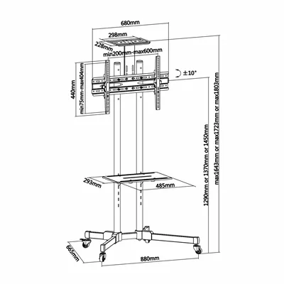 Soporte de Suelo Inclinable con Ruedas Aisens FT70TE-035 para