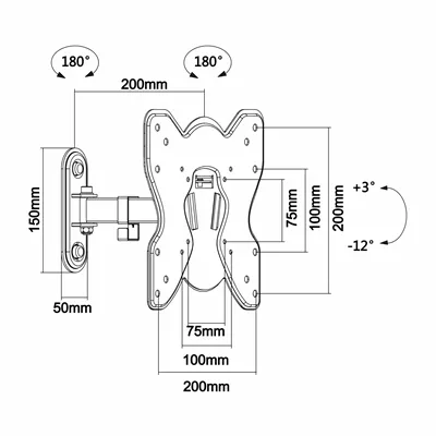 Soporte de Pared Extensible/ Inclinable/ Giratorio Aisens