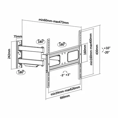 Soporte de Pared Giratorio/ Inclinable/ Nivelable Aisens