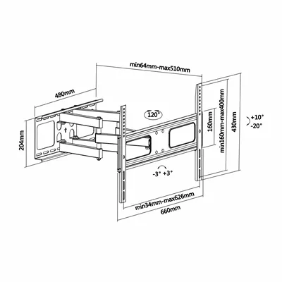 Soporte de Pared Giratorio/ Inclinable/ Nivelable Aisens