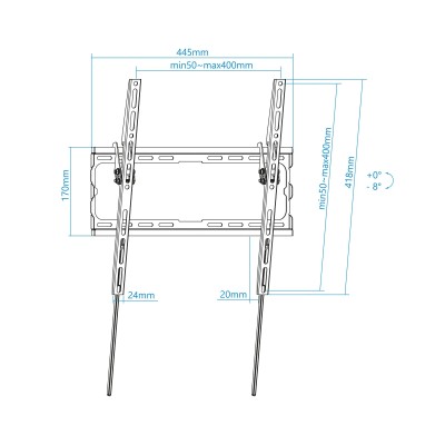 Soporte de Pared Fijo / Inclinable TooQ LP1071T-B para TV de