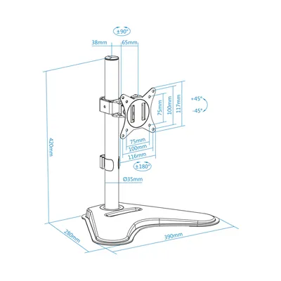 Soporte de Mesa Orientable/ Inclinable Tooq DB1701TN-B para TV