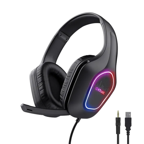 Trust GXT 416 ZIROX Auricular con Micrófono Gaming ligeros con iluminación RGB LED 