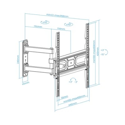 Soporte de Pared Giratorio/ Inclinable/ Nivelable TooQ