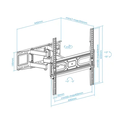 Soporte de Pared Giratorio/ Inclinable/ Nivelable TooQ