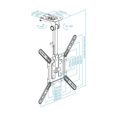 Soporte de Techo Giratorio/ Inclinable TooQ LPCE1123TSLI-B para