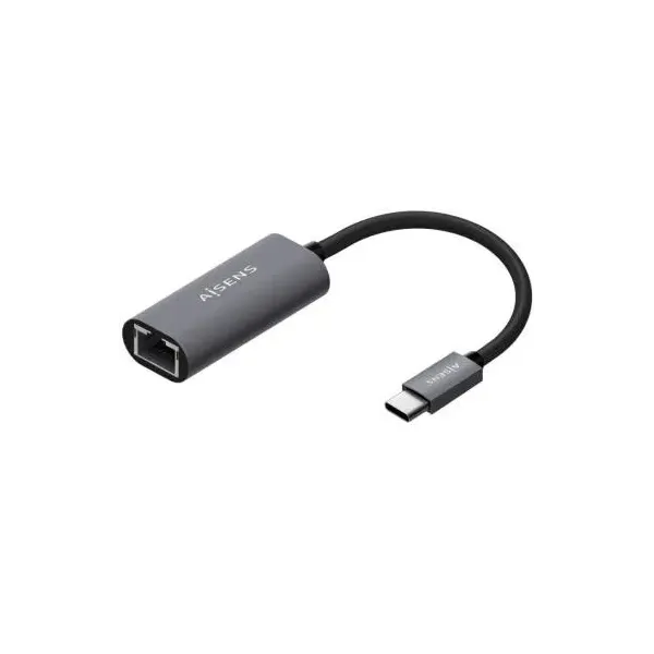 Adaptador USB Tipo-C Aisens A109-0709/ USB Tipo-C Macho - RJ45 Hembra/ 1000Mbps/ 15cm/ Gris