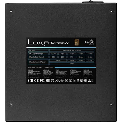 Aerocool LUX PRO 750 F.Alimentación 750W 80 Plus Bronze +88%