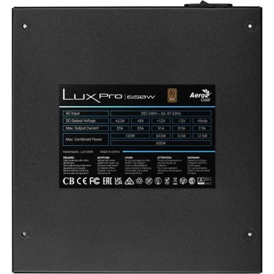 Aerocool LUX PRO 650 F.Alimentación 650W 80 Plus Bronze +88%