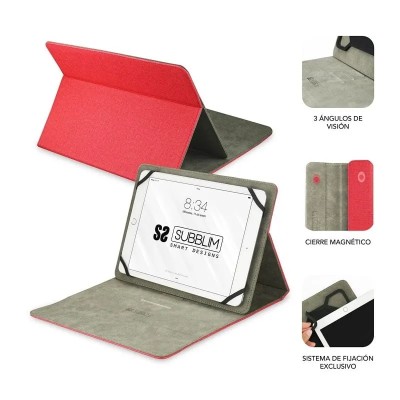 Funda Subblim Clever Stand para Tablets de 9'-10.1'/ Roja