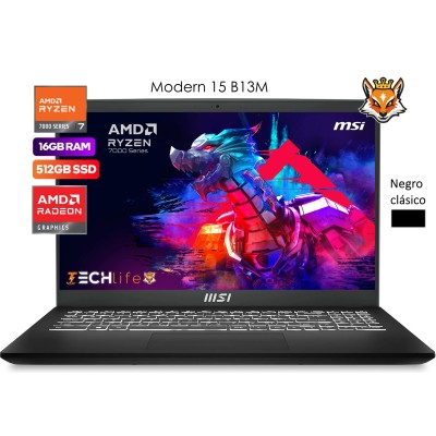 MSI Modern 15 B7M-066ES Black AMD Ryzen 7-7730u 16GB 512GB SSD