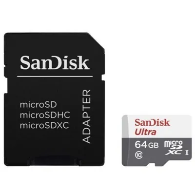 Tarjeta de Memoria SanDisk Ultra 64GB microSD XC con Adaptador/