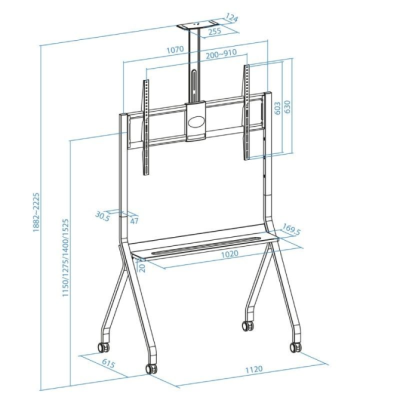 TooQ FS20208M-B Soporte de Suelo con Ruedas para TV de 55-100'/