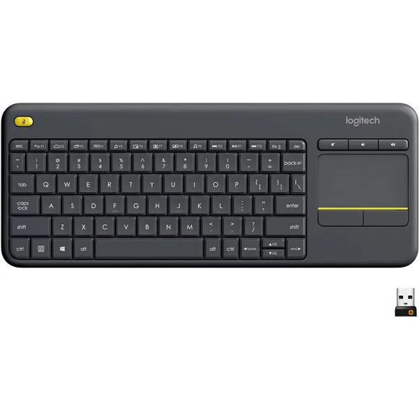 Logitech K400 Plus Negro Teclado inalámbrico Para PC/TV, Touchpad, Windows/Android