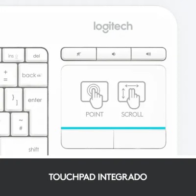 Logitech K400 Plus Blanco Teclado inalámbrico Para PC/TV