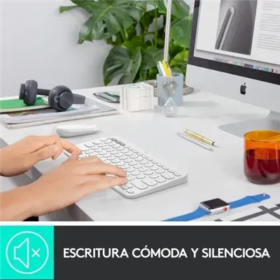 Logitech K380 Bluetooth, Blanco Teclado Mini Multi-Dispositivos