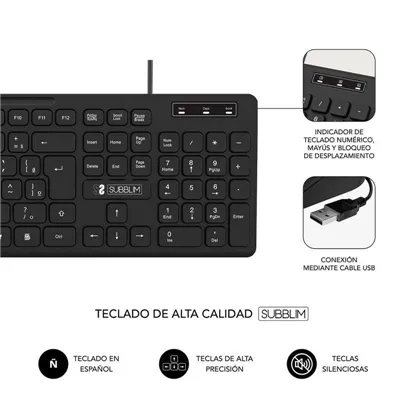 Teclado Subblim Business Slim Silencioso/ Negro