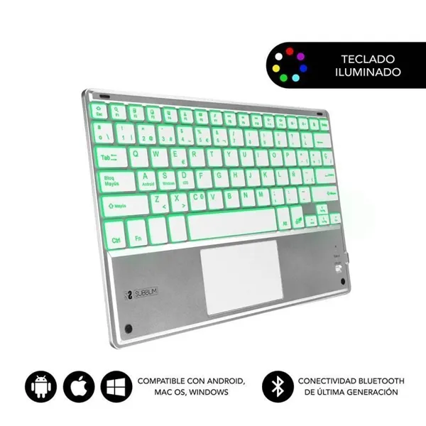 Teclado Compacto Inalámbrico por Bluetooth Subblim SMBT50/ Plata