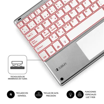 Teclado Compacto Inalámbrico por Bluetooth Subblim SMBT50/ Plata