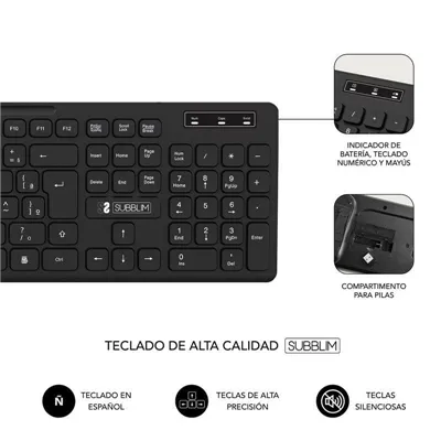 Teclado y Ratón Inalámbrico Subblim Combo Business Slim CSSW10/