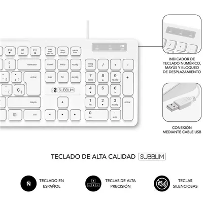 Teclado y Ratón Subblim Combo Business Slim Silencioso/ Blanco