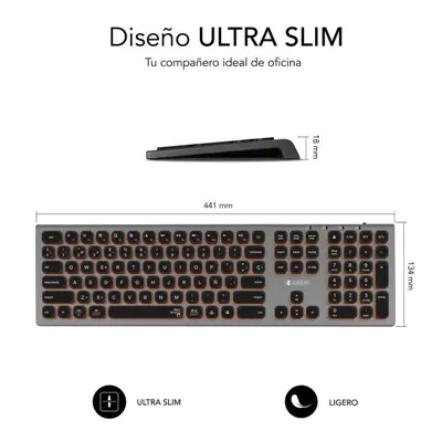 Teclado Inalámbrico Subblim Master/ Gris y Negro