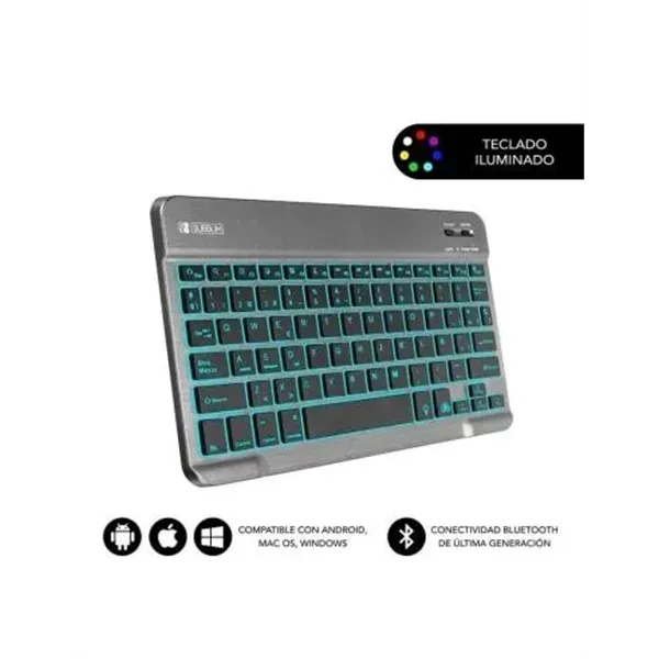 Teclado Compacto Inalámbrico por Bluetooth Subblim Smart Backlit/ Gris