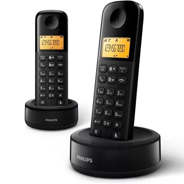 Teléfono Inalámbrico Philips D1602B/34/ Pack DUO/ Negro