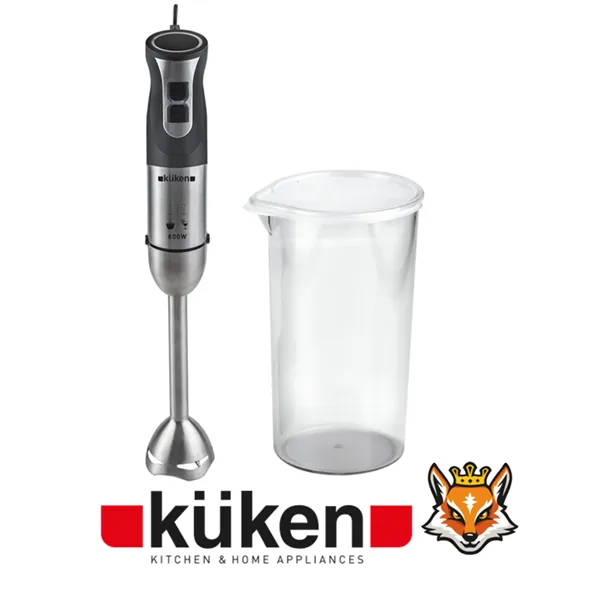 küken Batidora de brazo 800W, 3 Velocidades + Turbo brazo extraible Inox, Jarra Medidora 600ml