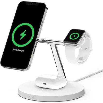 Belkin BoostCharge Pro Cargador inalámbrico 3 en 1 blanco