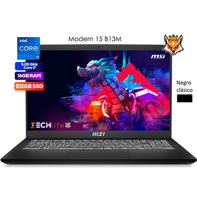 MSI Modern 15 B13M-282XES Black Intel Core i7-1355u 16GB 512GB