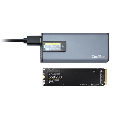 Coolbox caja ssd m.2 nvme/sata lcd minichase ps32