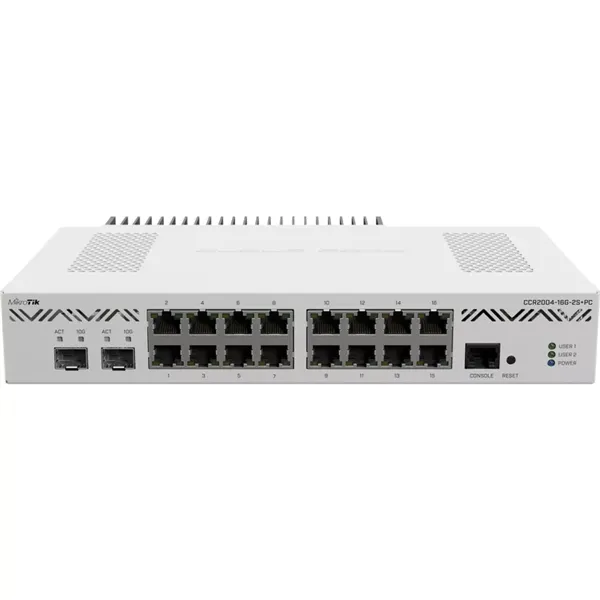 MikroTik Cloud Core Router CCR2004-16G-2S+PC 16-Port-Switch 10-GigE, Montaje en bastidor