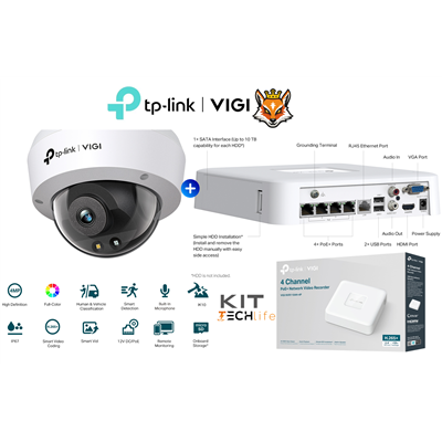 TP-Link KIT VIGI NVR1104H-4P VideoGrabador NVR con PoE+ de 4