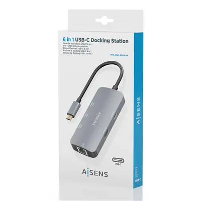 Docking USB Tipo-C Aisens ASUC-6P019-GR/ 1xHDMI/ 3xUSB/ 1xRJ45/