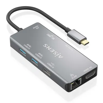 Docking USB Tipo-C Aisens ASUC-9P018-GR/ 2xHDMI/ 3xUSB/ 1xRJ45/