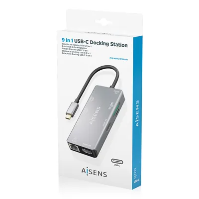 Docking USB Tipo-C Aisens ASUC-9P018-GR/ 2xHDMI/ 3xUSB/ 1xRJ45/