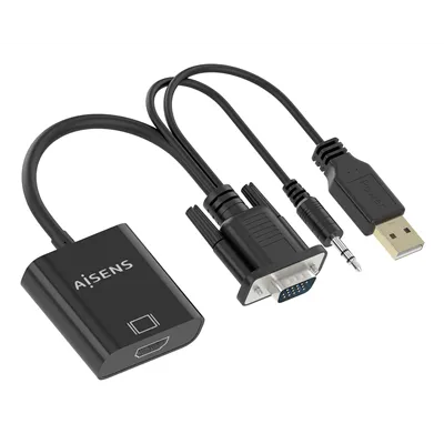 Cable Conversor Aisens A115-0872 SVGA Macho - USB Macho/ Jack