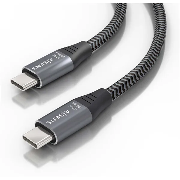 Cable USB 3.2 Tipo-C Aisens A107-0875/ USB Tipo-C Macho - USB Tipo-C Macho/ Hasta 100W/ 20Gbps/ 3m/ Gris