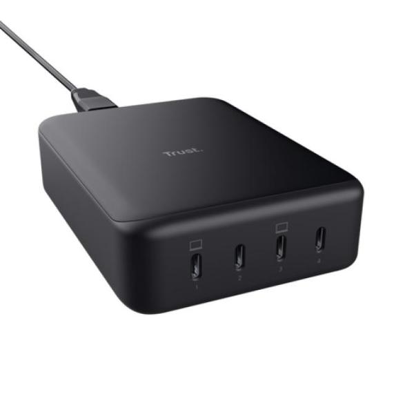 Cargador de Sobremesa Trust Maxo/ 4xUSB Tipo-C/ 240W/ Compatible con Portátiles