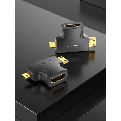 Adaptador HDMI 2 en 1 Vention AGFB0/ HDMI Hembra a Micro HDMI